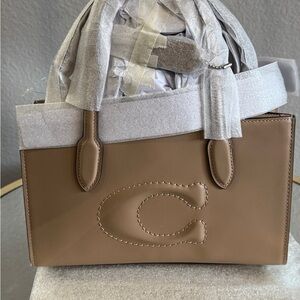Coach Nina Small Tote Signature Debossed C Leather